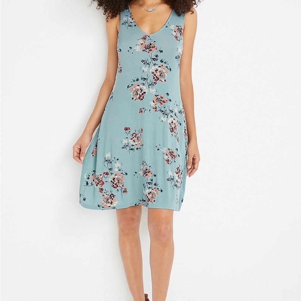 Maurices Teal Floral Mini Dress